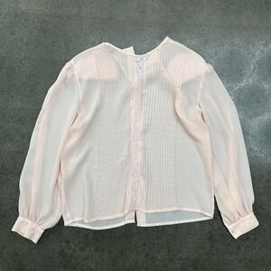 Vintage Jordan Pastel Pink Embroidered Polyester Size 11/12 Medium Blouse